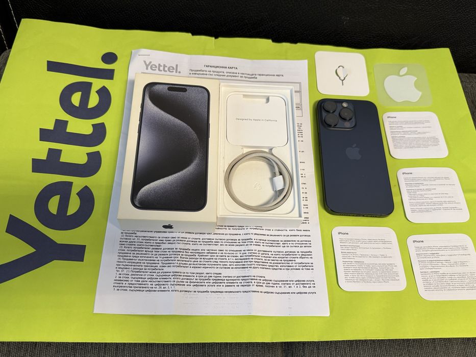 256GB iPhone 15 Pro Yettel Гаранция 2027 Titanium Blue