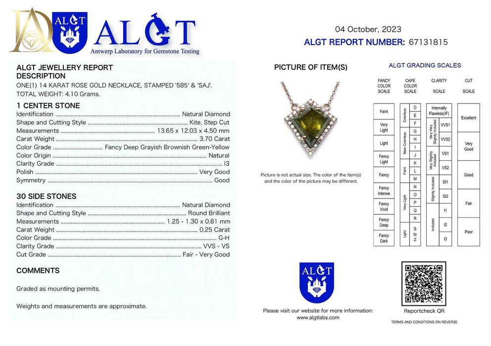 Ново Златно Колие с 3.70кт Естествен Диамант и 0.25кт Естествени Диама