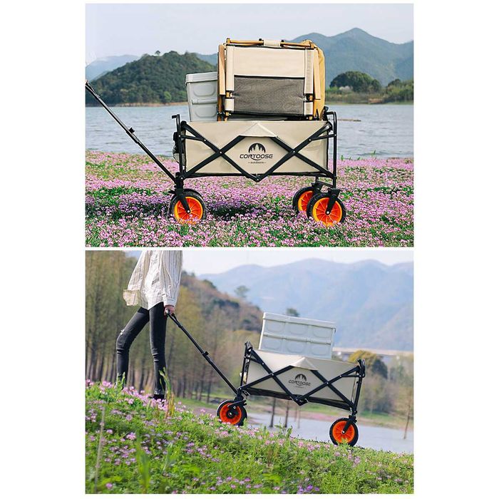 Къмпинг сгъваема количка гуми плаж пясък гора пренасяне транспорт