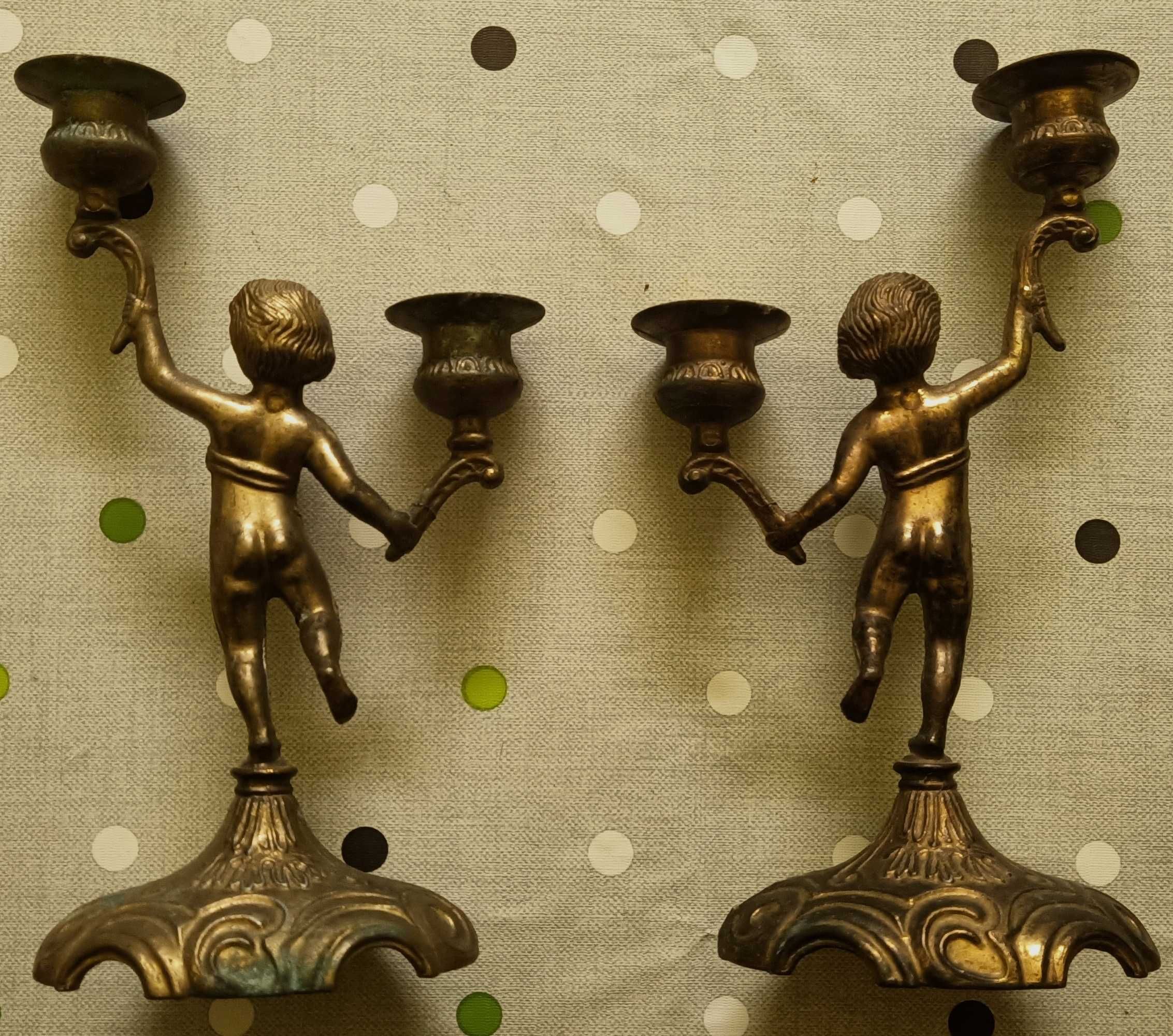 Sfesnice bronz stil Baroc- set 3 sfesnice si set 2 amorasi cu 2 brate
