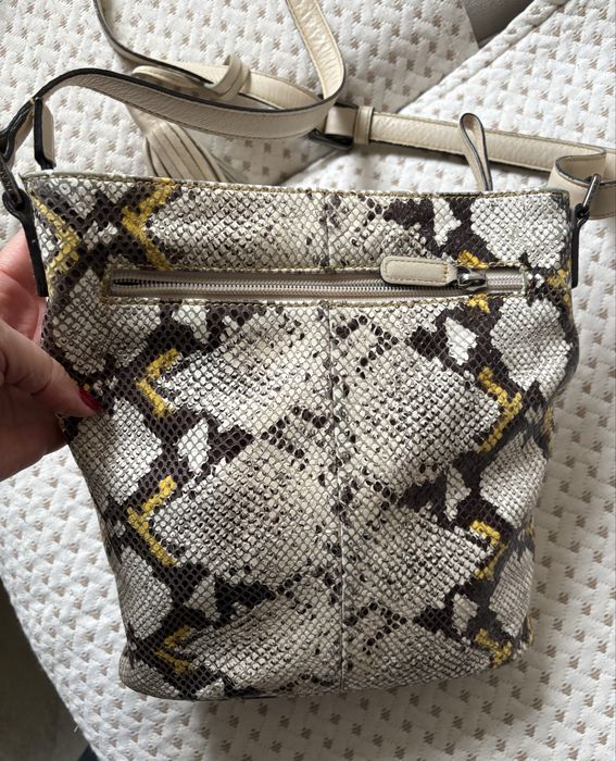 Маркови дамски чанти Picard и US Polo бежова змийска и червена