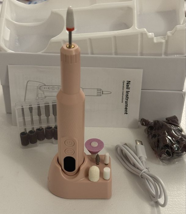 Freza unghii profesionala,cu 2 bit si 36 banda abraziva