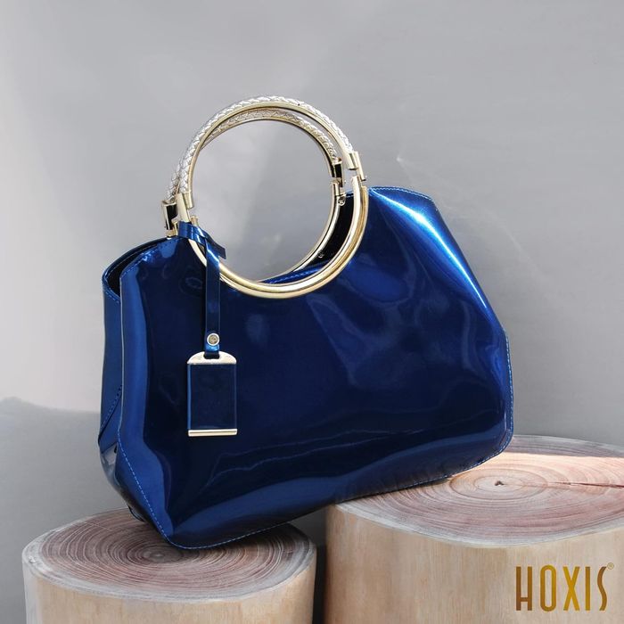 Geanta de mana pentru umar femei Satchel Charm Glossy Metal Grip