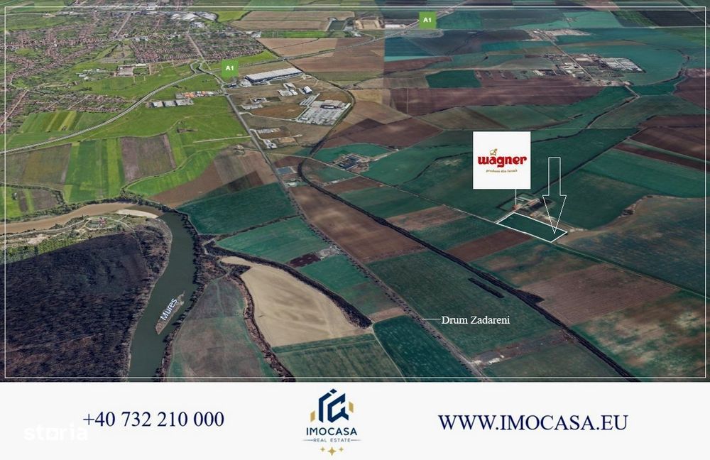 Arad Sud, De Vanzare teren extravilan 9772 mp, Vecinatate ferma Wagner
