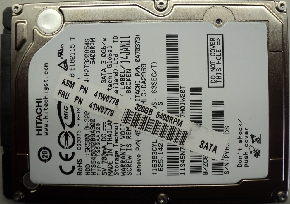 Hard Disk-HDD Sata 2,5" HDD-320 Gb Hitachi HTS545032B9A300 Refurbished