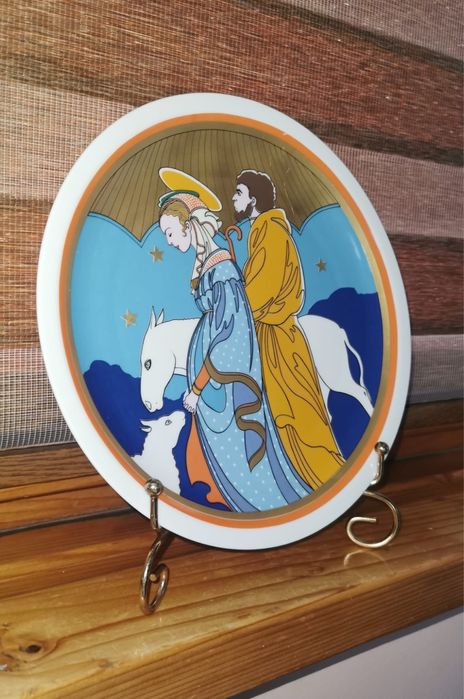 Порцелан коледна чиния плато лимитирано издание Azberg подписана 80г.