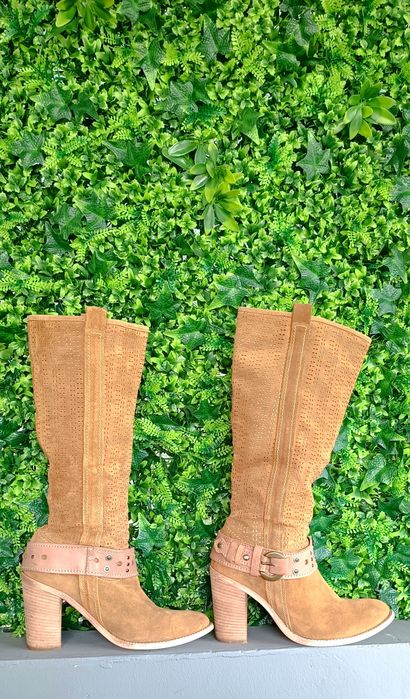 Италиански ботуши естествен велур