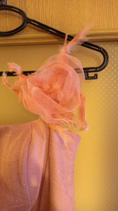 Официална дълга рокля, цвят корал