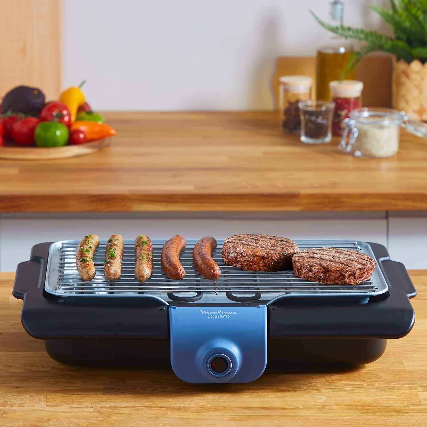 Moulinex Accessimo Електрическо настолно барбекю с крака, скара 2100W