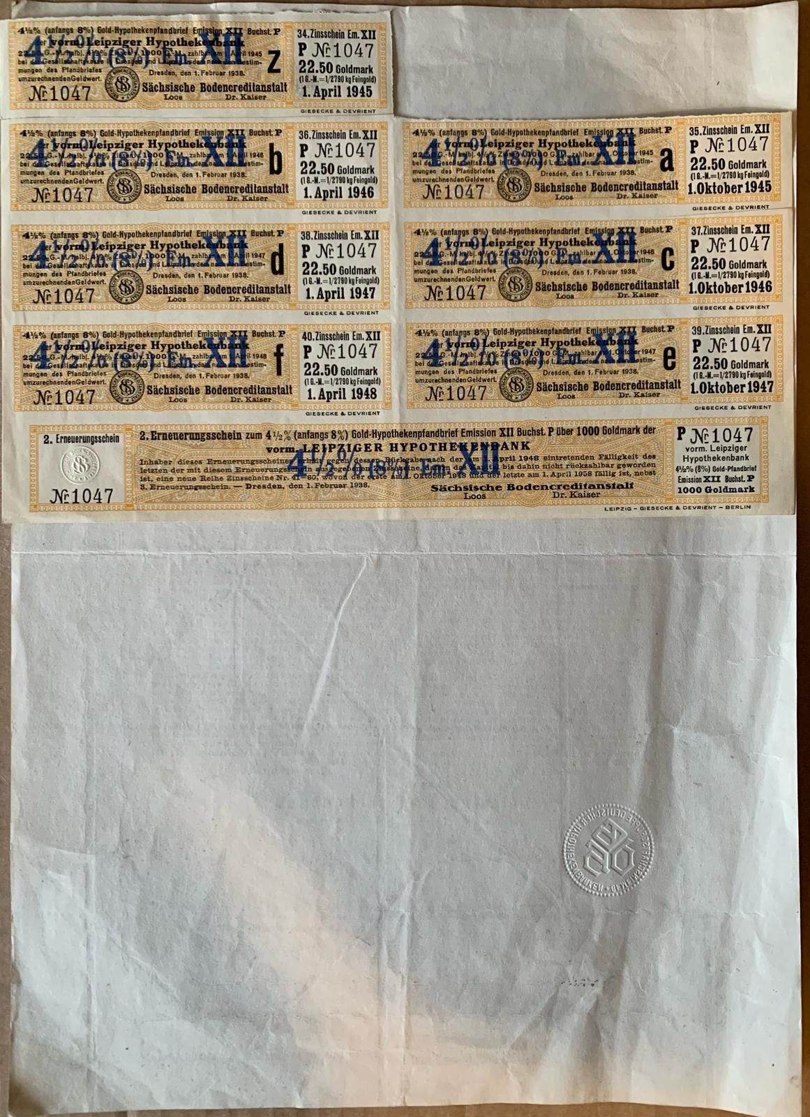 titlu stat 1000 Goldmark  1925 Germania bond marci aur  neincasat