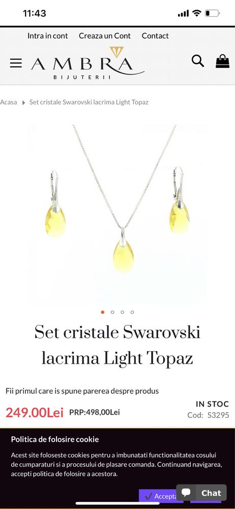 Set cristale Swarovski lacrima, nou