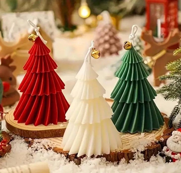 свечи ручной работы в форме ёлочек