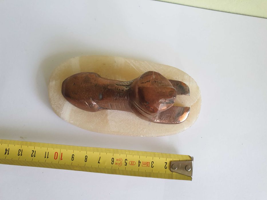 Statuie Sfinx Egipt metal rosiatic piatra alabastru naturala vintage