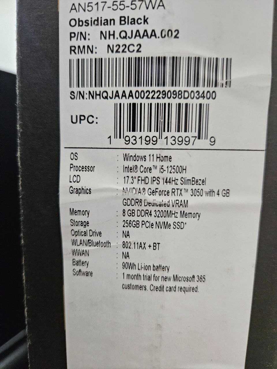 Ноутбук NITRO 5 17.3 в отличном состоянии