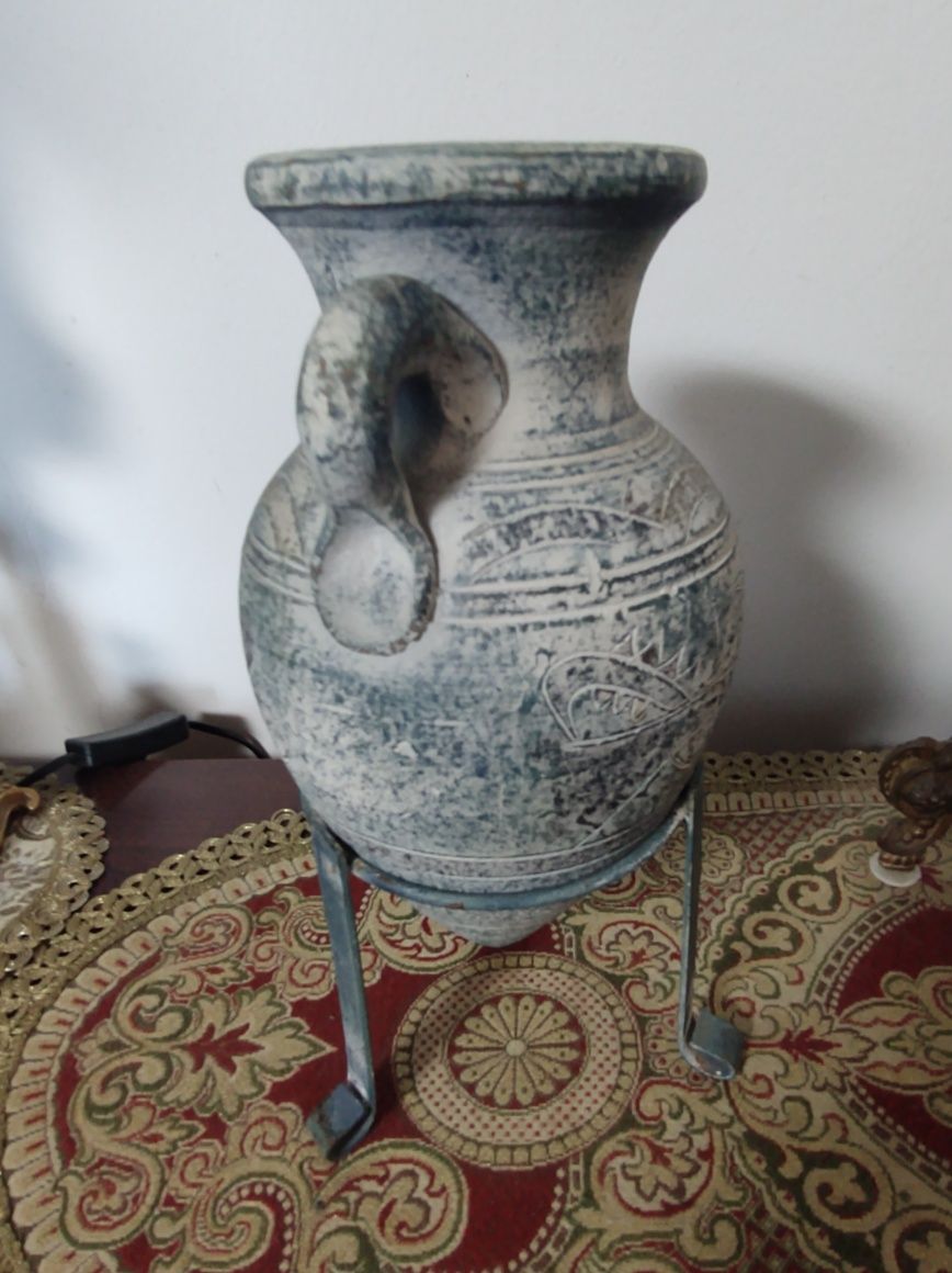 AMFORA CANARI ISLAND ceramica cu suport original si certificat h 29 cm