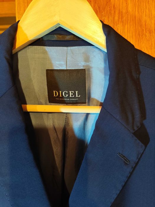 Sacou blazer slim 42 XL premium DIGEL lana moale albastru royal