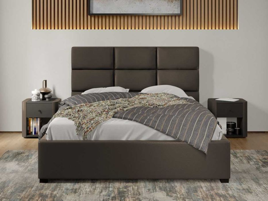 Pat Cico 190 rabatabil 170 x 114 C1 din piele/stofa Ciocolatiu Nube 29