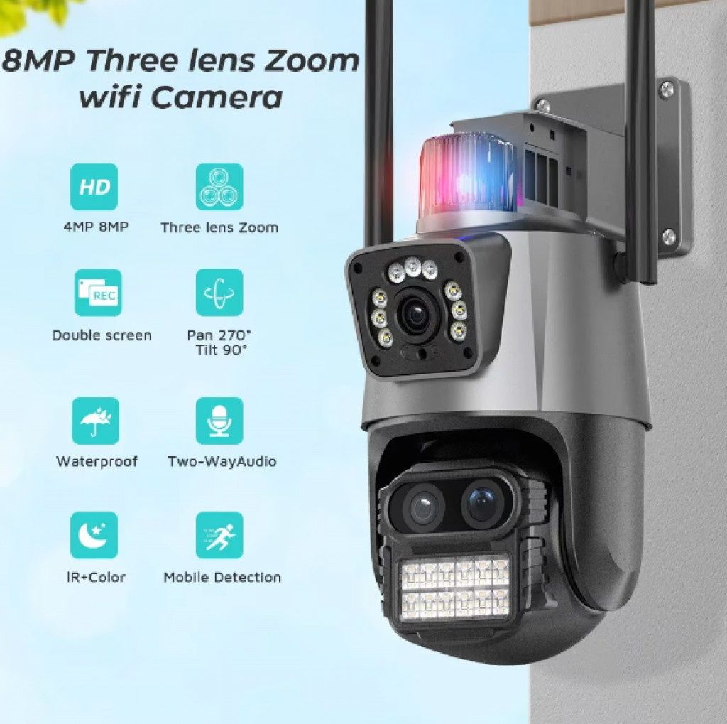 Камера за наблюдение 4K Ultra HD,8MP,датчик за движение,нощно виждане,