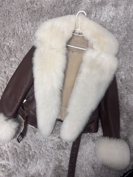 Cojoc de piele naturala si blana de vulpe