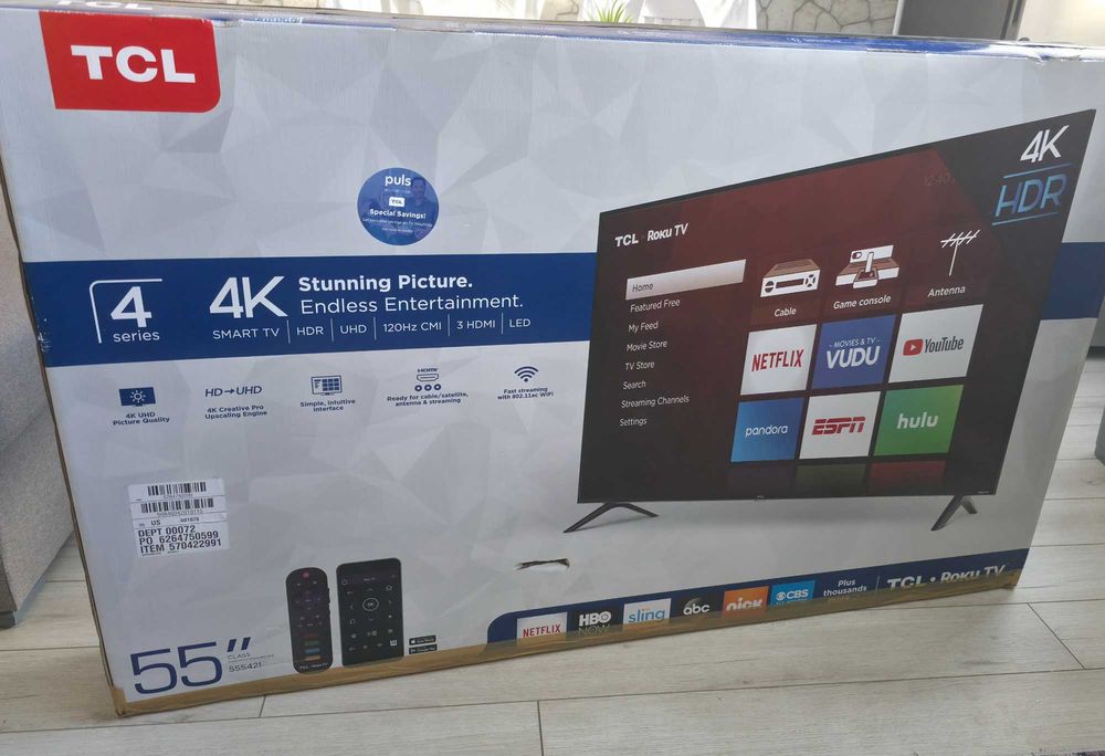 Телевизор TCL 55" Class 4-Series 4K UHD HDR Roku Smart TV - 55S425