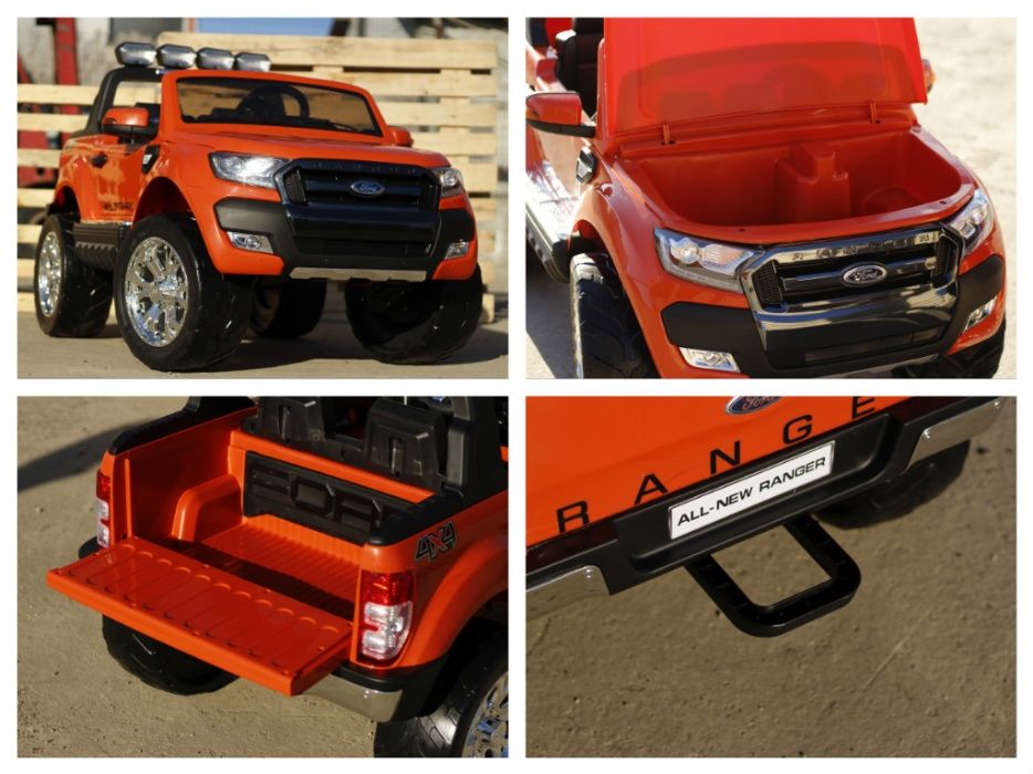 Masinuta electrica pentru 2 copii Ford Ranger 4x4 cu BT, NOUA #Orange