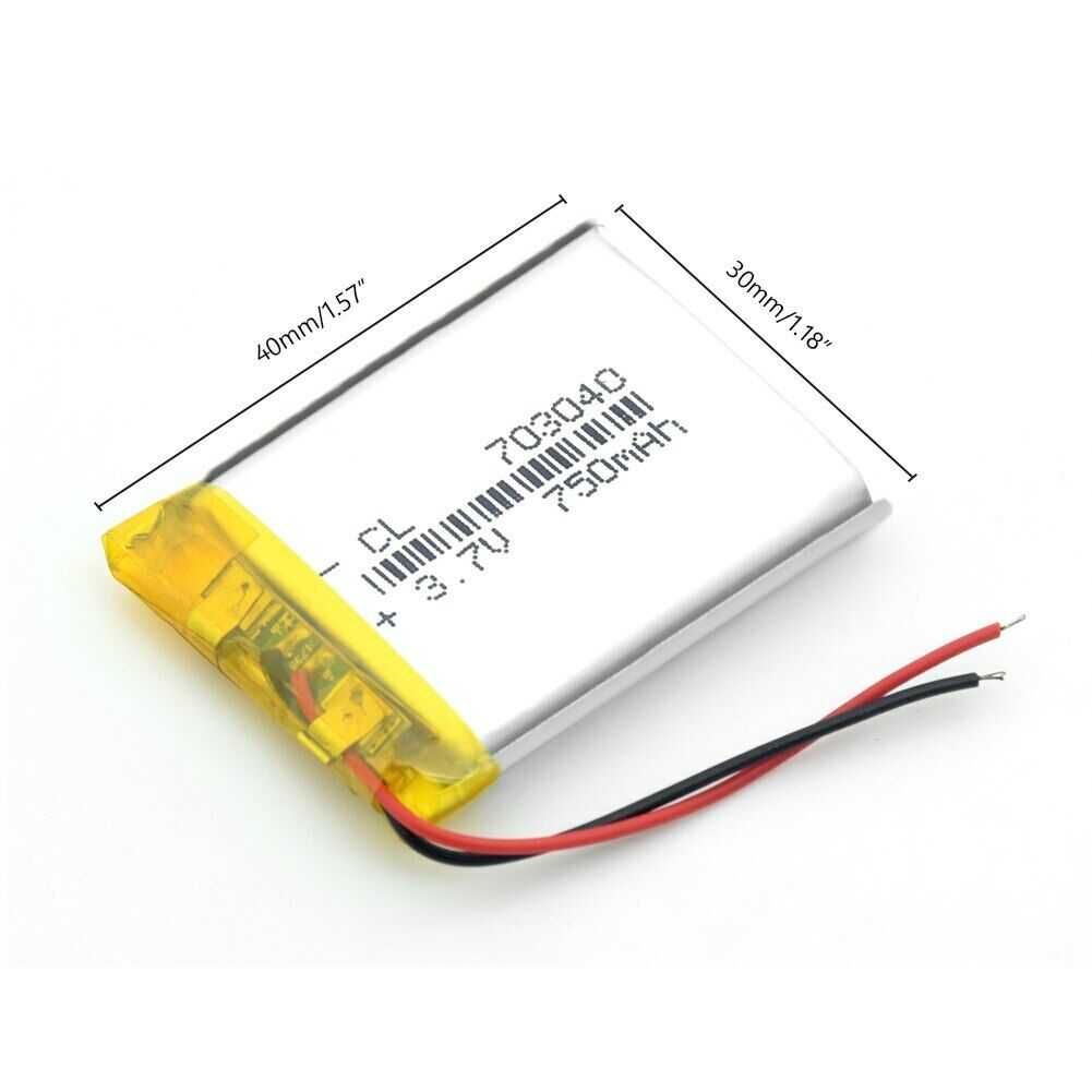 703040 - Acumulator Li-Polymer - 3,7 V - 750mah - 40x30x7 mm