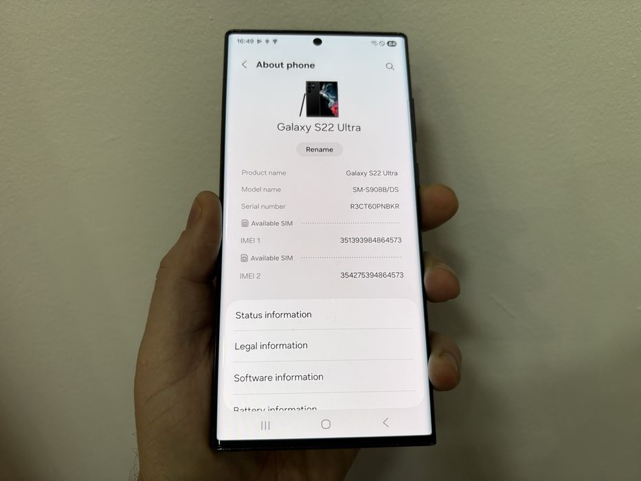 Samsung Galaxy S22 Ultra 5G, 128 gb, 8 gb ram, Black
