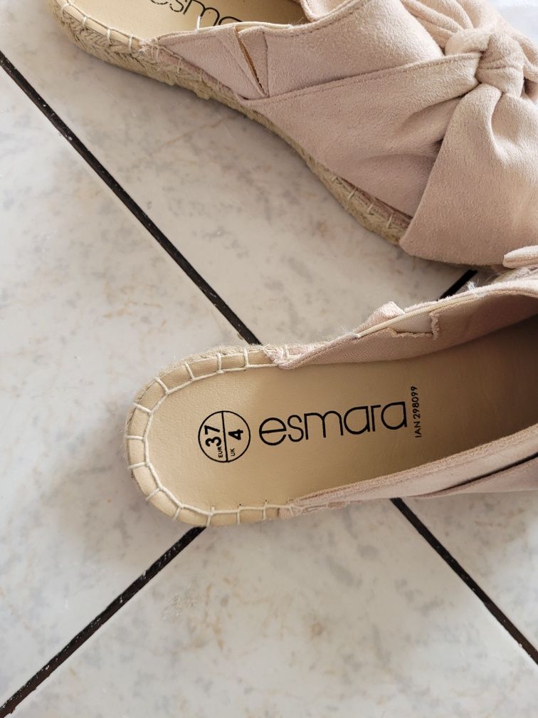 Espadrile slapi catifea cu funda, roz