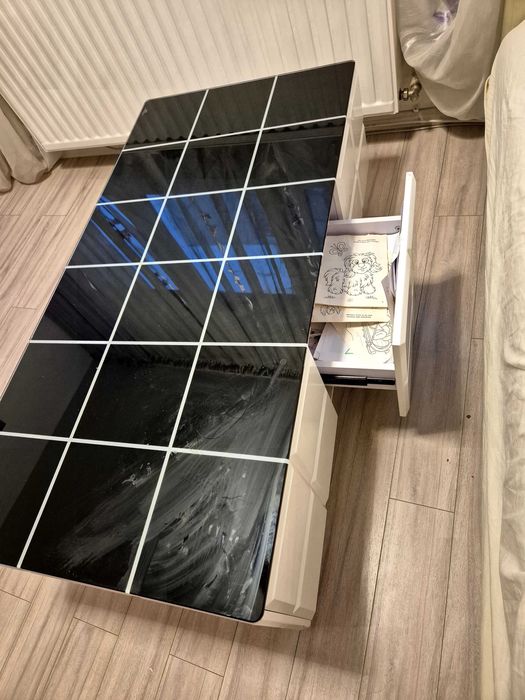 Masuta cafea MDF + sticla securizata 150 / 60