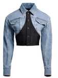 Mugler & H&M Crop Jacket denim/negru. Noua, cu eticheta. Marimea S