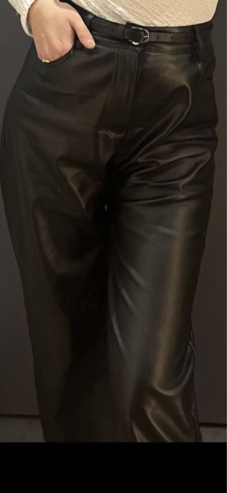 Кожаные брюки палаццо
