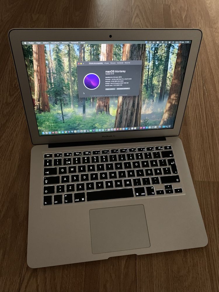Laptop Apple MacBook Air Slim intel core i5,8gb ram,SSD 256gb memorie.