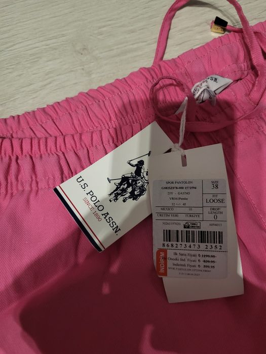 Панталон US Polo, M/L, розов, летен