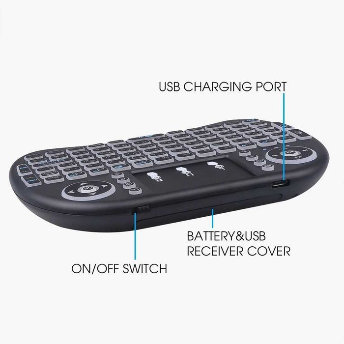 Air Mouse Wireless cu Control prin Voce, Mini Tastatura Iluminata RGB