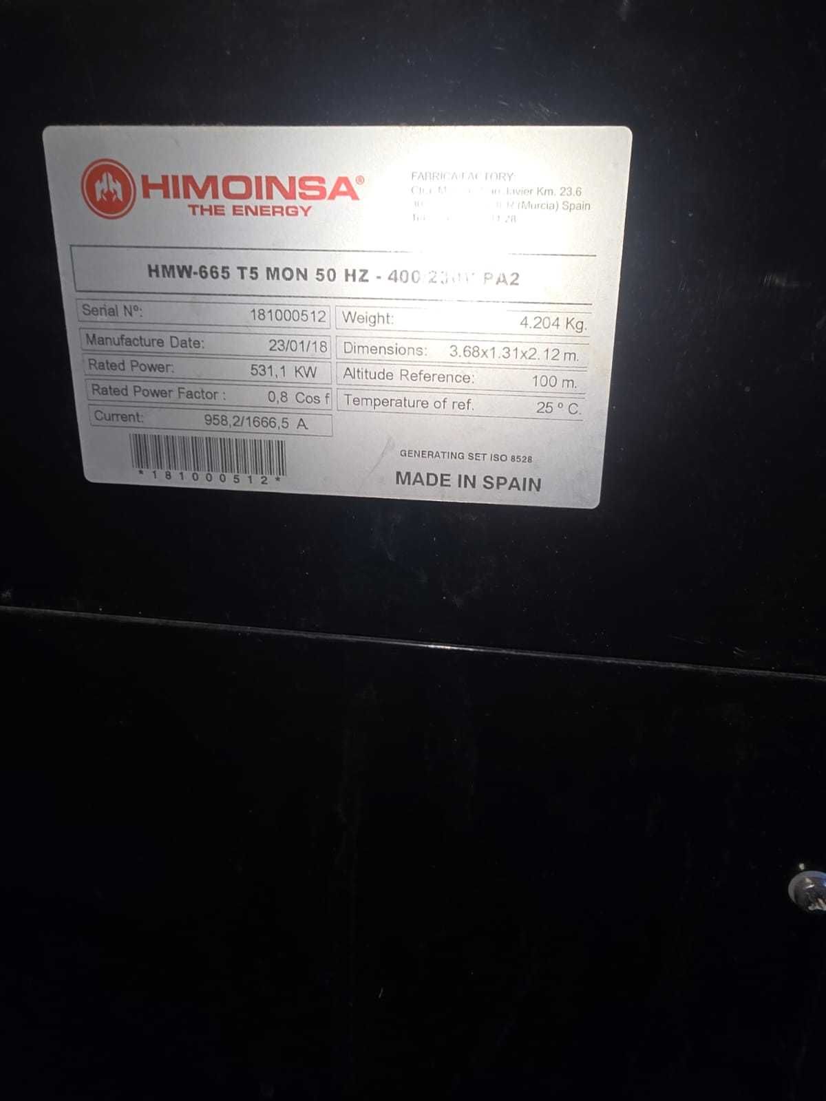 Generator Diesel Industrial HIMOINSA HMW-665 T5 MON – 531 kW