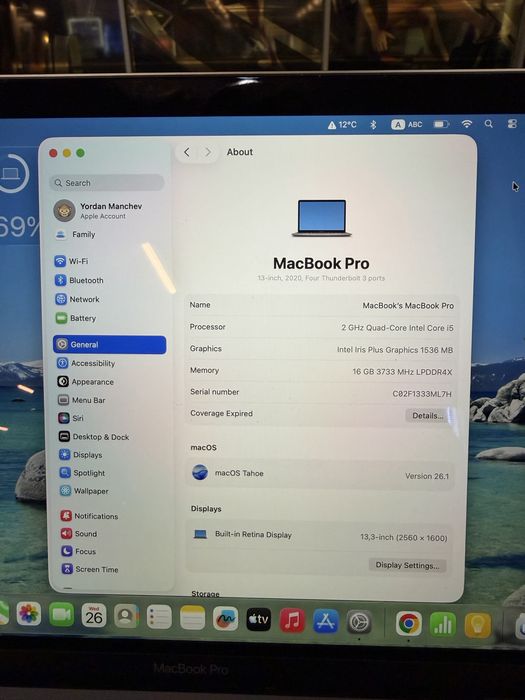 Macbook Pro 13inch 2020g.