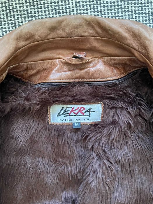 Мъжко кожено яке. Размер М. Кафяво
