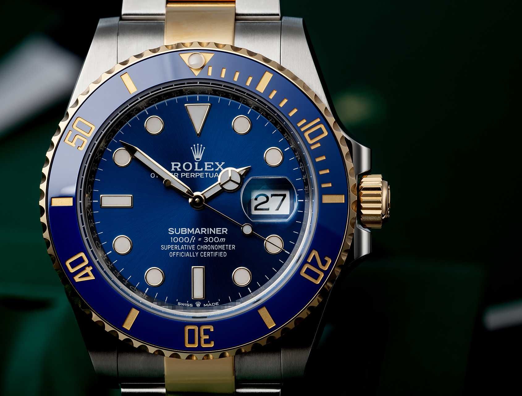 Rolex Submariner Gold-Silver-Blue  Bezel Luxury & Automatic Edition