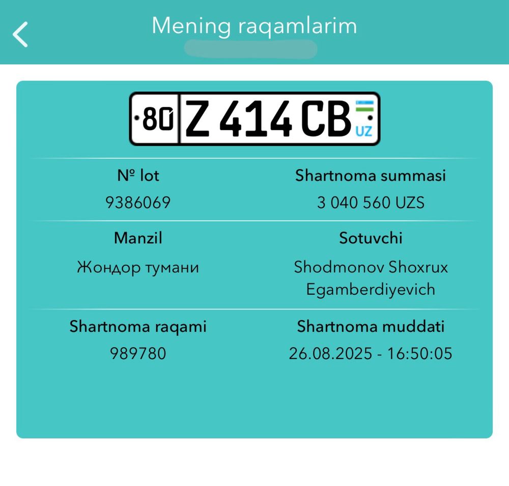 Avtoraqam va tanirofka ruxsarnoma arzon narxda