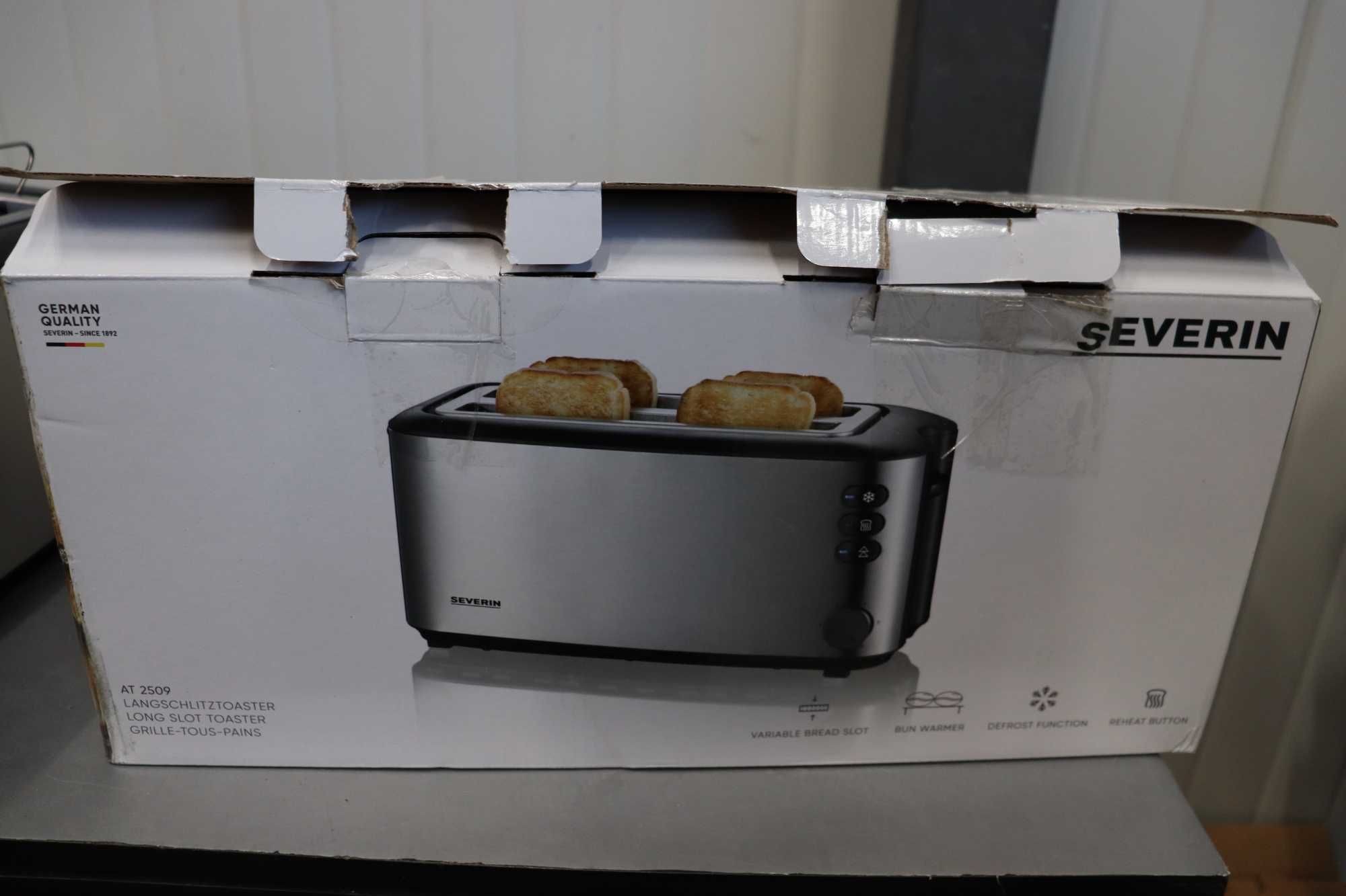 Severin 2509 Автоматичен тостер с 4 филии и дълъг отвор, 1400W