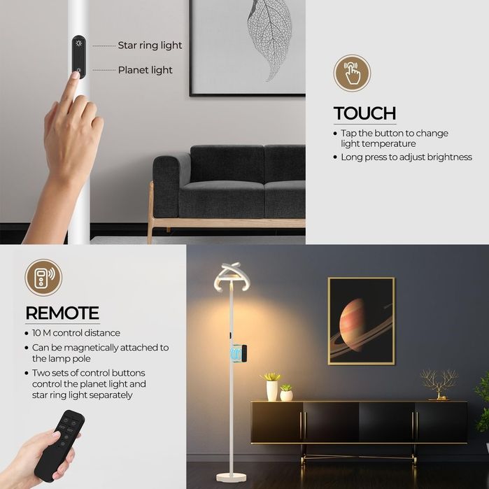 Lampa podea alba tip Saturn