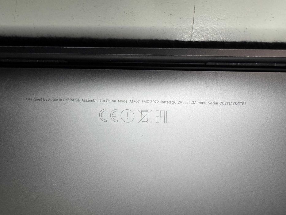 Apple MacBook Pro Touch 15 A1707 (EMC 3072) Late 2016