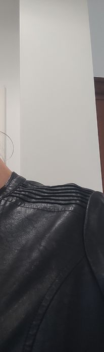 Jacheta dama din piele naturala neagra