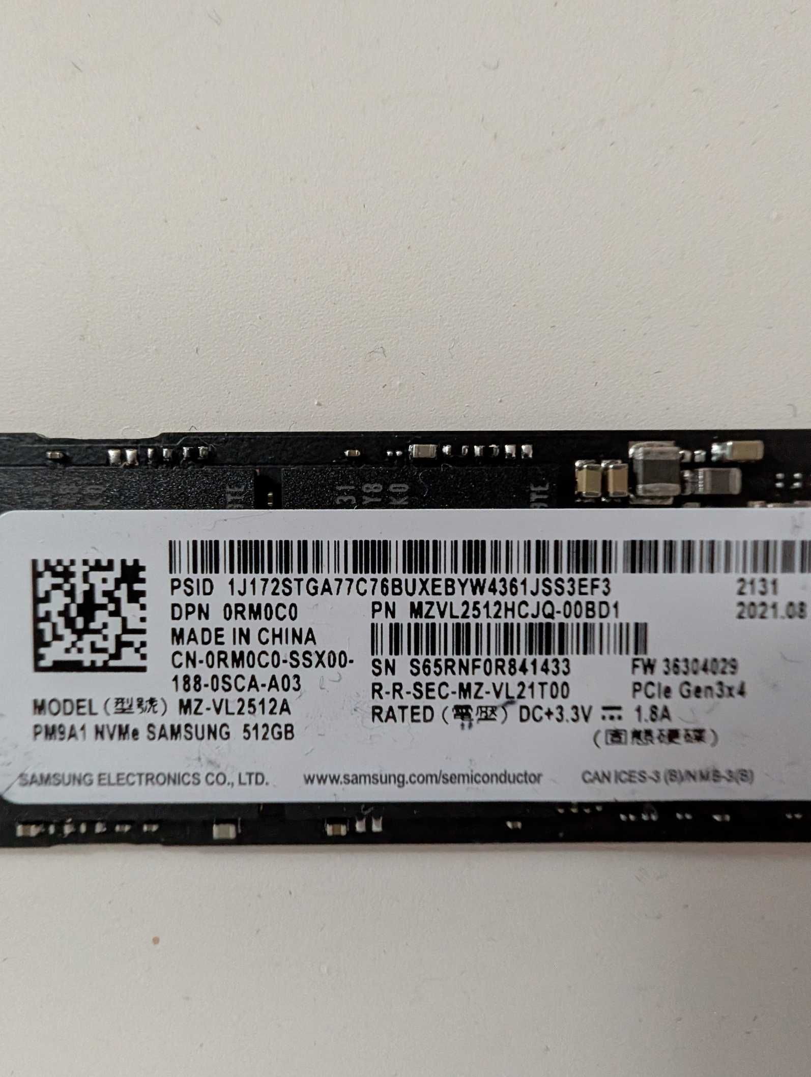 Samsung SSD PM9A1 NVMe 512GB