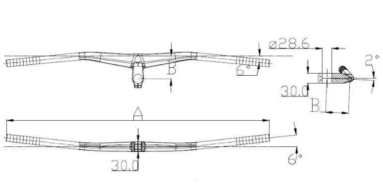 Ghidon MTB pipa integrata -2grade carbon nou flat 760mm 40 50 60 70mm