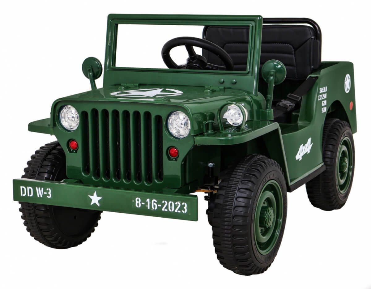 Masinuta electrica pt copii JEEP Militar cu un loc (103) Verde inchis