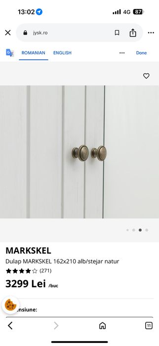 Vand dulap luat de la Jisk folosit doar 3 luni