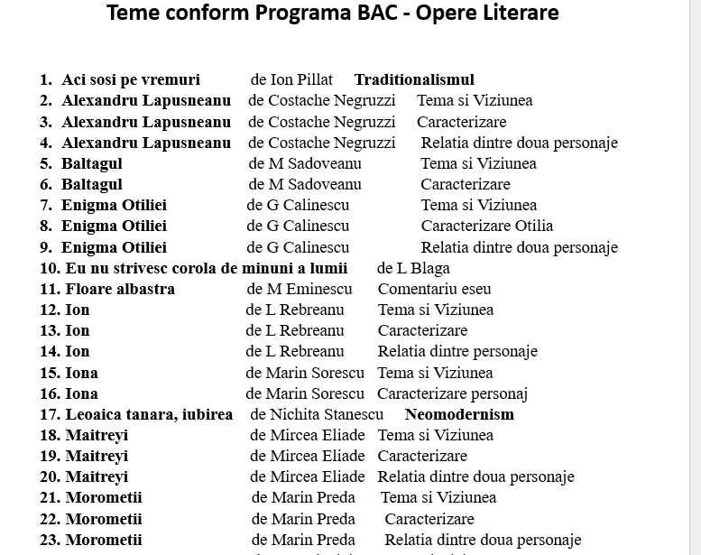 Referate / Caracterizari        Opere Literare   liceu - BAC