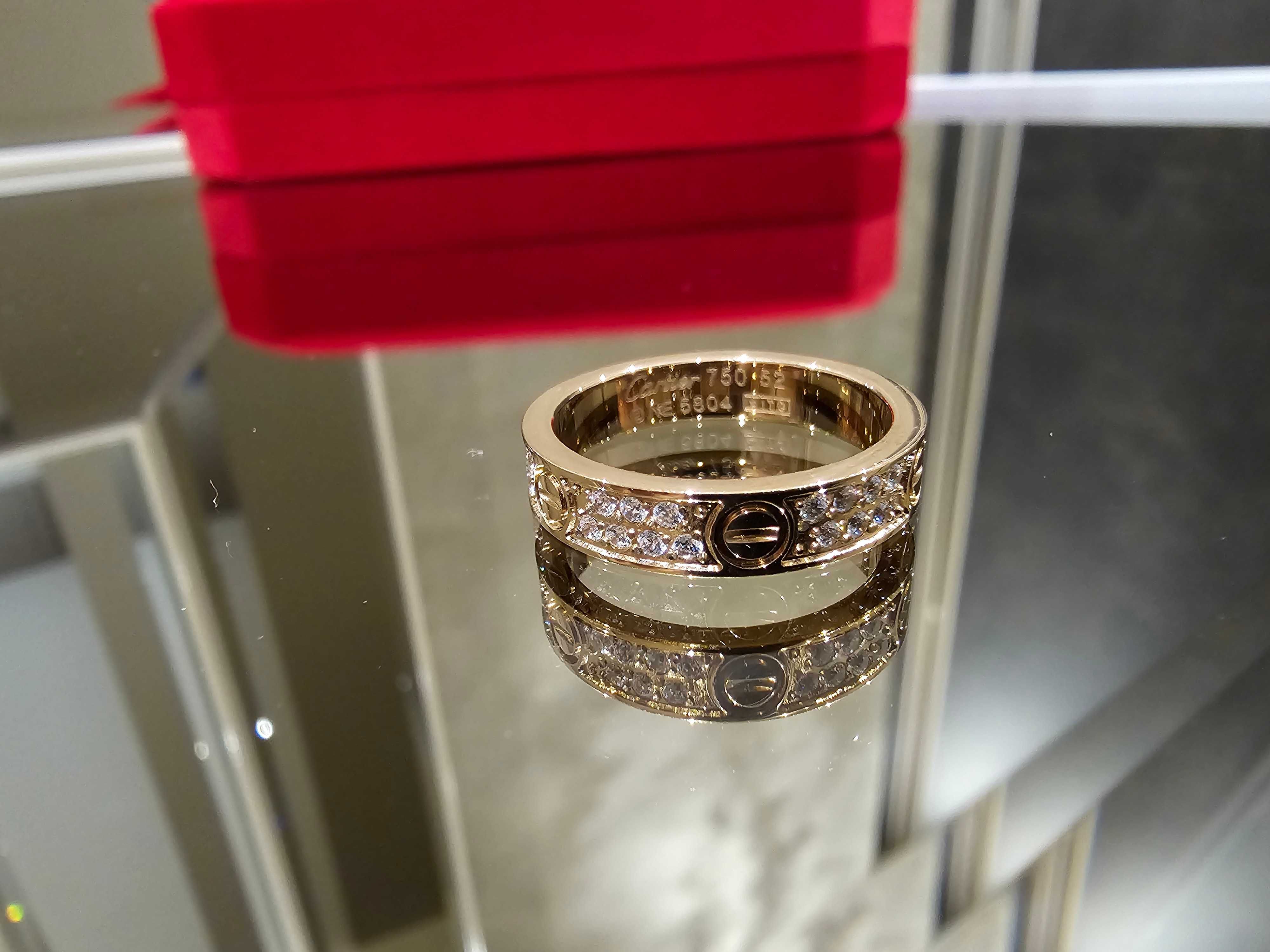 CARTIER Love Band Rose Gold Paved Diamonds Пръстен