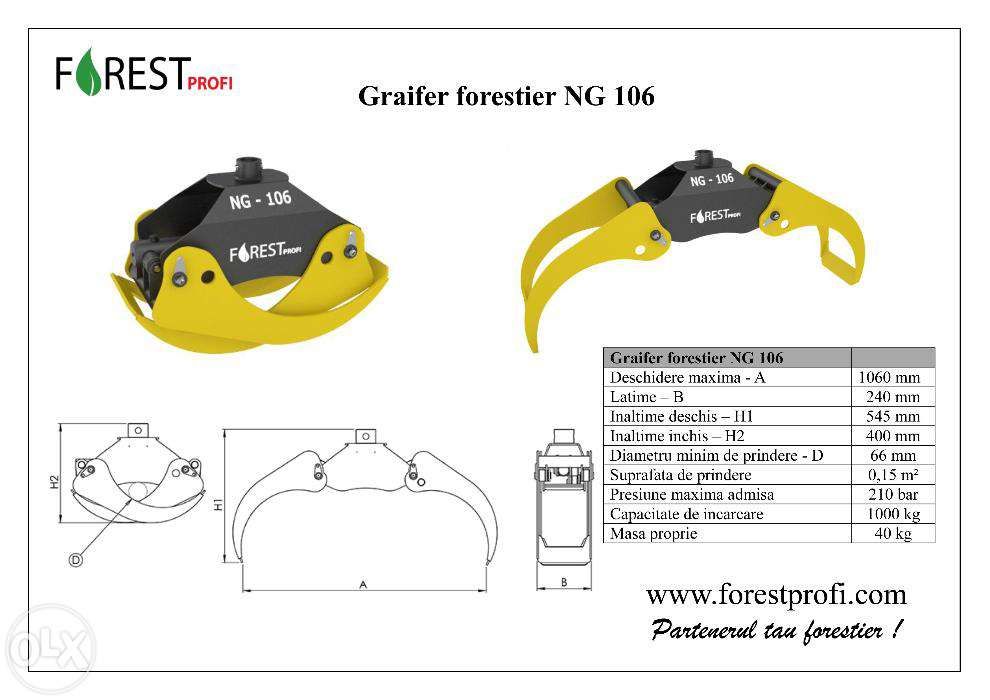 Graifer forestier NG 106 deschidere 1060mm